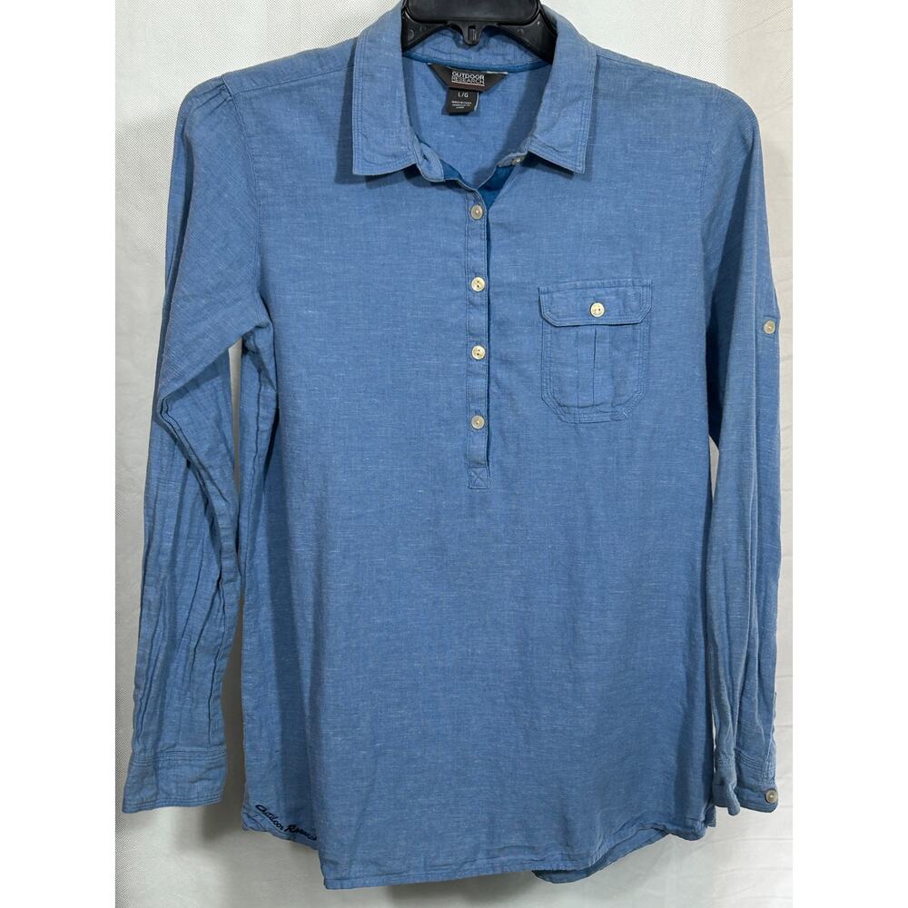 Outdoor Research Hemp Organic Cotton Long Sleeve Shirt Blue Size Large